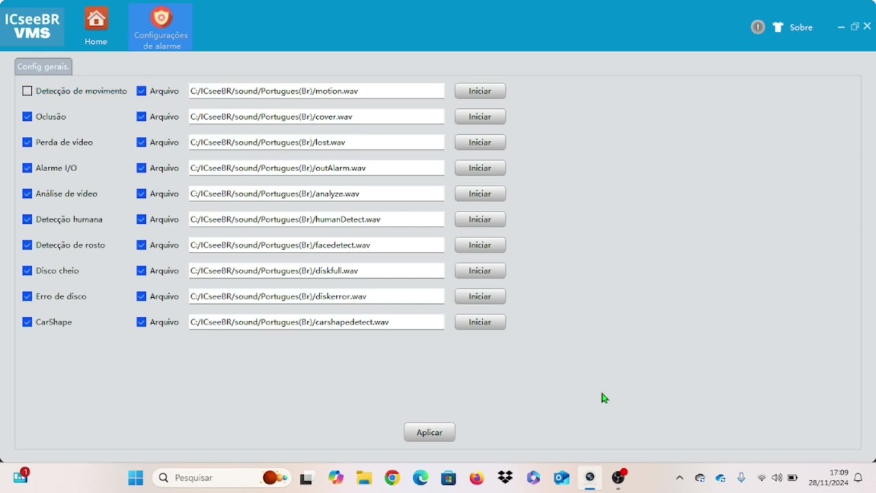 ICseeBR   Apresentando o menu Configuração Alarme