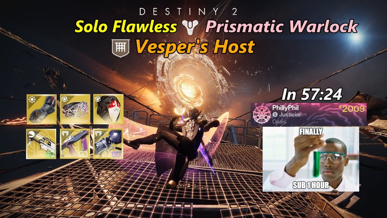 Vesper's Host Solo Flawless in 57:24, Prismatic Warlock (Destiny 2: Revenant)