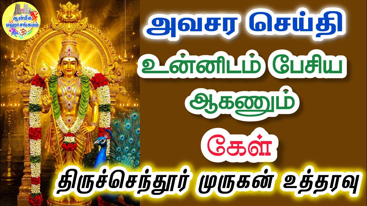 ⁉️அவசர செய்தி⁉️உன்னிடம் பேசிய ஆகணும்🔥கேள்🔥திருச்செந்தூர் முருகன் உத்தரவு💥Murugan Speech Tamil 🔥