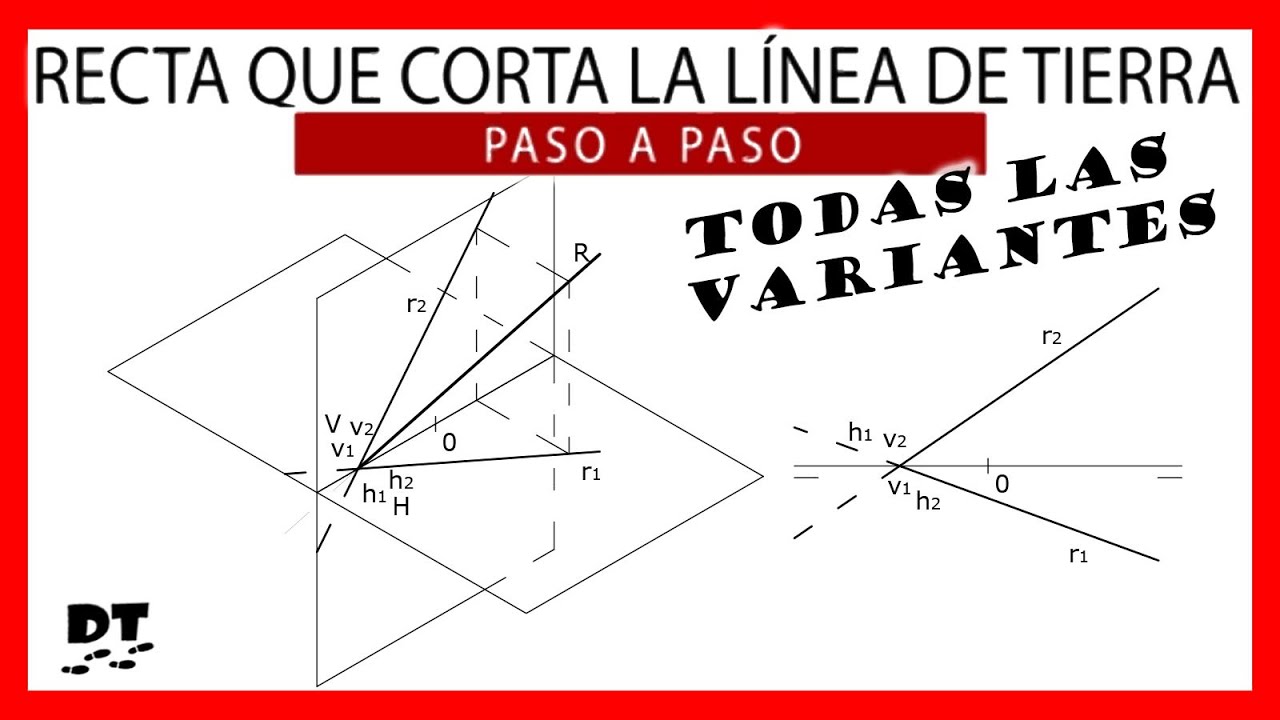 👌 Recta que corta a la linea de tierra diedrico 💪 Aprender di&eacute;drico paso a paso | sistema rectas