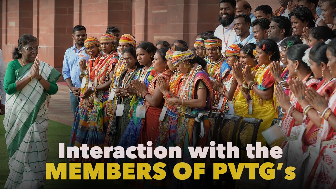 President Droupadi Murmu interacts with the members of PVTGs at Rashtrapati Bhavan