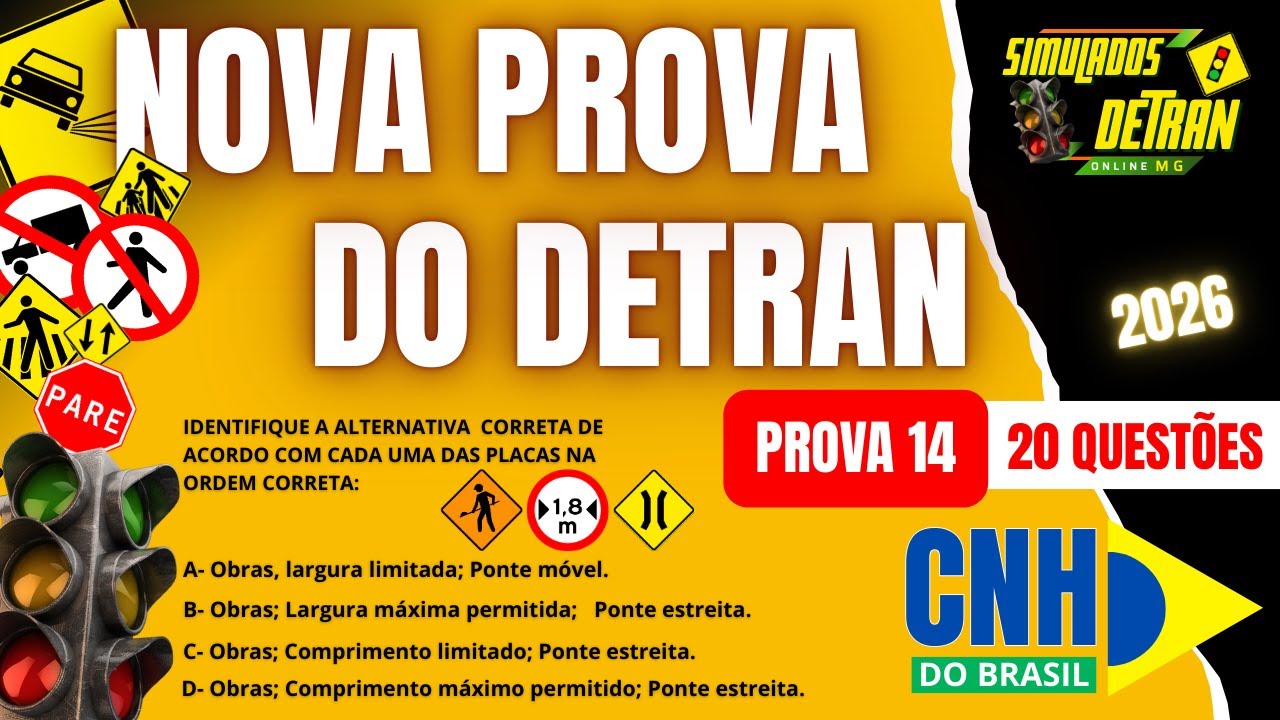 NOVA PROVA DO DETRAN 2026 -  PROVA 14 - VEJA as NOVAS QUESTÕES  #simuladodetran2026  #detran2026 ✅