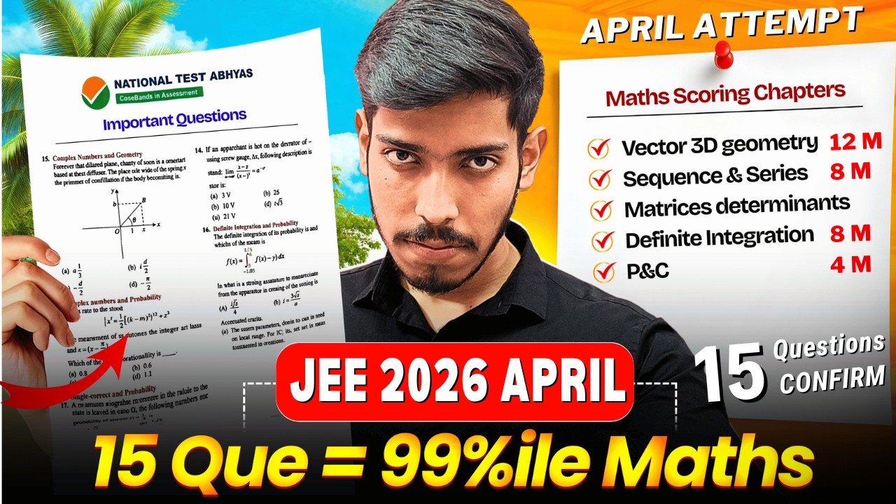 JEE 2026 April: 0 to 99%ile in MATHS🔥| 20 Days MATHS Strategy 