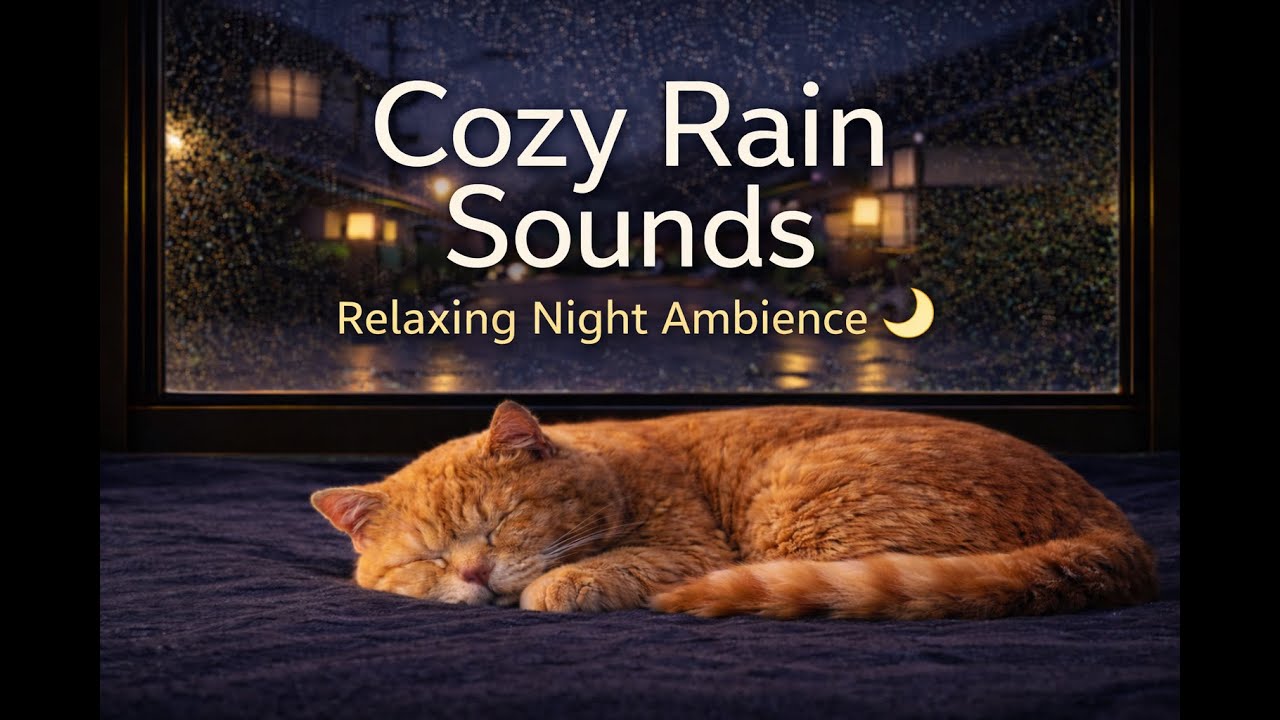 Relaxing Rain Sounds ⛈️ | Cozy Night Ambience with Cat (6 Hours)