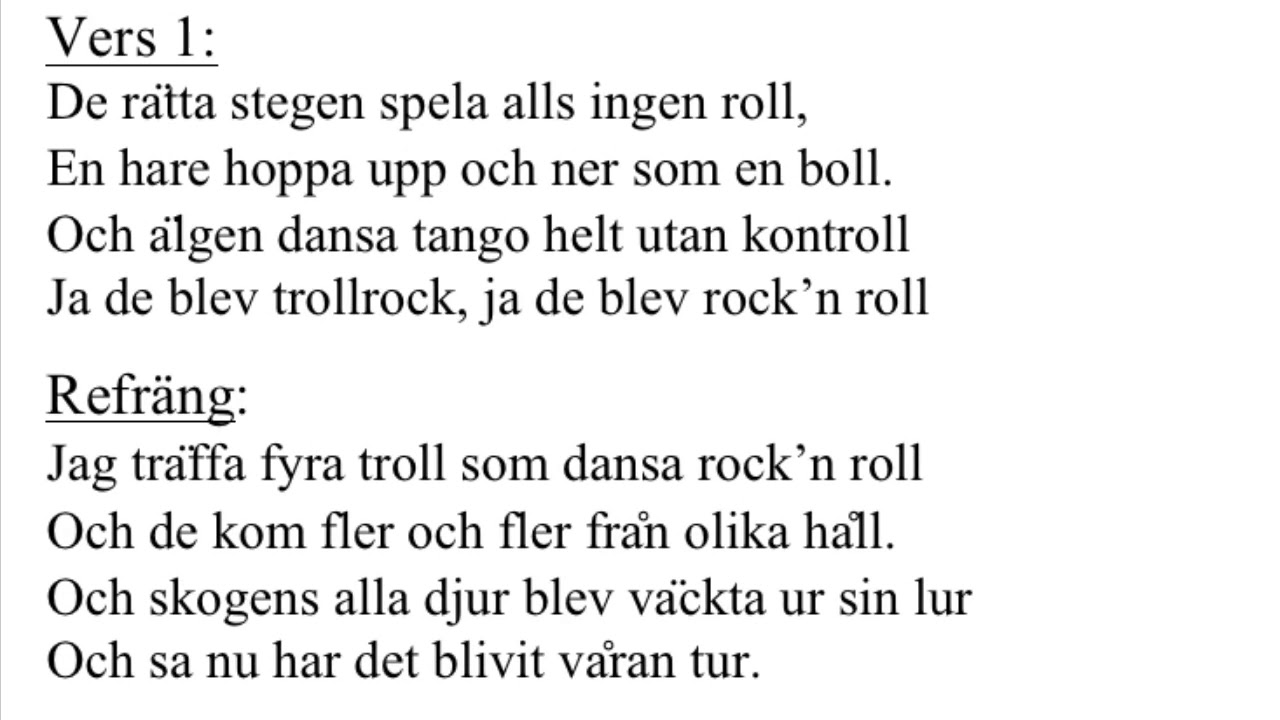 Trollrock Med Text. Tv&aring; Verser