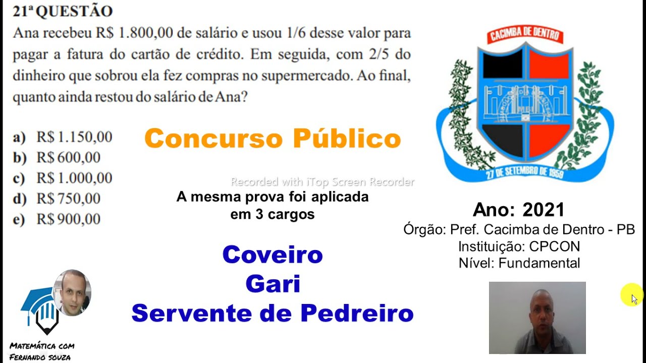 Concurso Público - Coveiro, Gari e Servente de Pedreiro.
