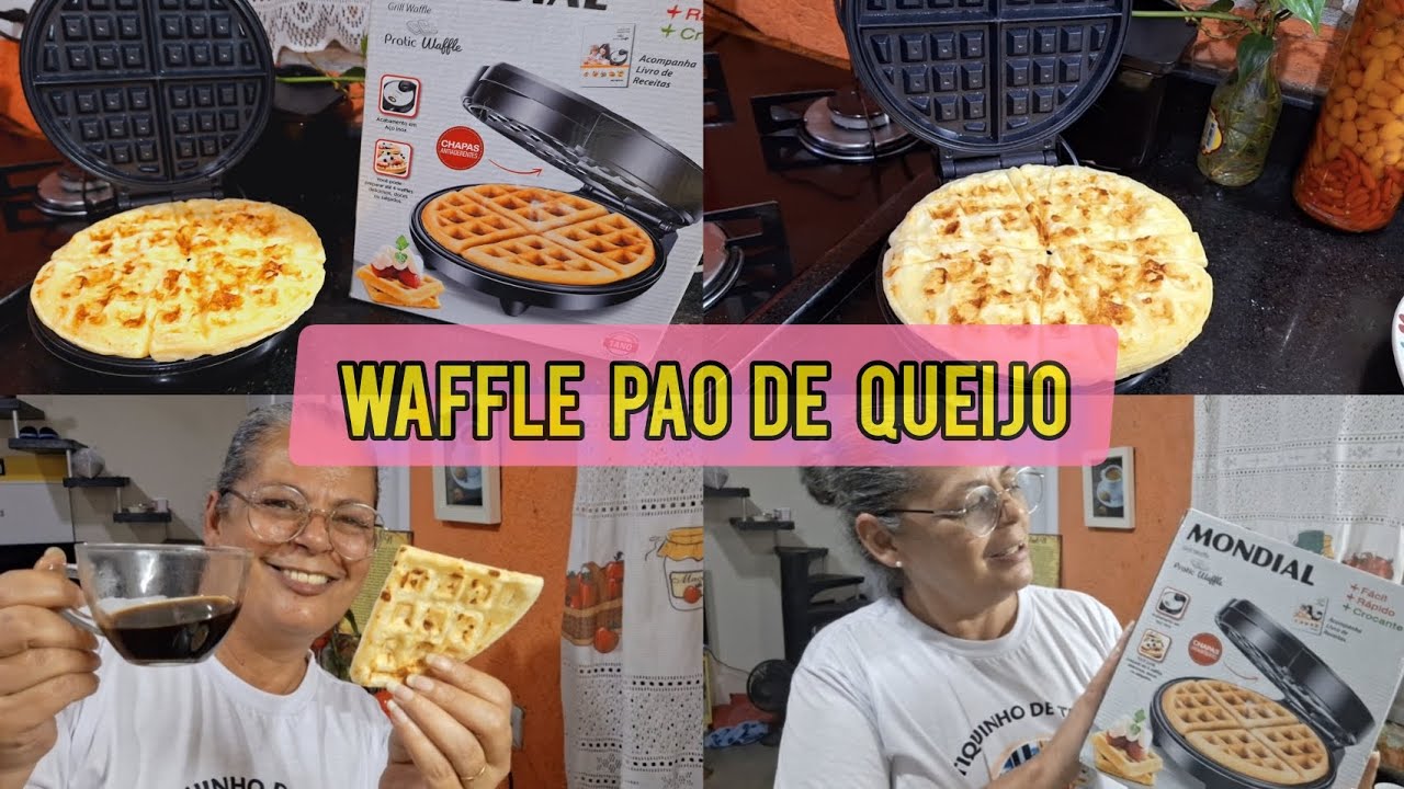 MAQUINA DE WAFFLE MONDIAL, FAZENDO A CURA E  WAFFLE PÃO DE QUEIJO
