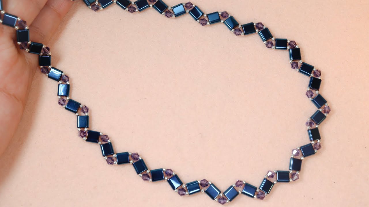 How to make this Tila zig zag necklace .Super easy Tutorial