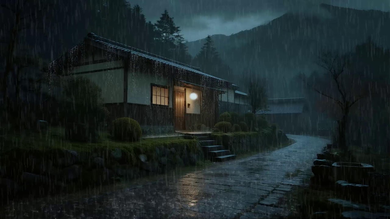 Tranquil Balance 🌙 Rain Sounds Over Wooden House for Deep Sleep and Serenity 💫