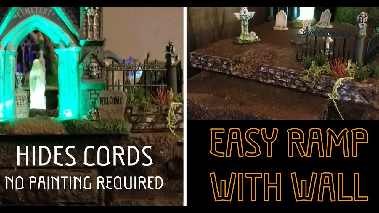 Quick and Easy Halloween Rock Wall and Dirt Ramp Village Display Platform  [Tutorial]