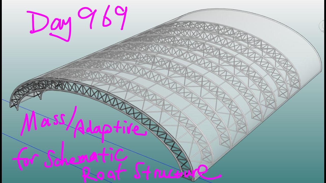 Упражнение по Revit (День 969) Массовое и адаптивное семейство для схематической конструкции крыши