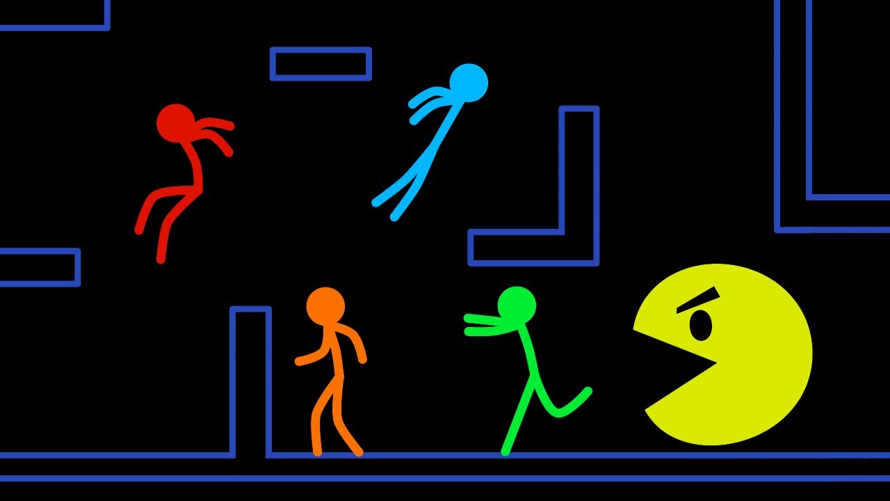 Red and Blue , Stickman Escape Animation - Part 49 ( PACMAN )