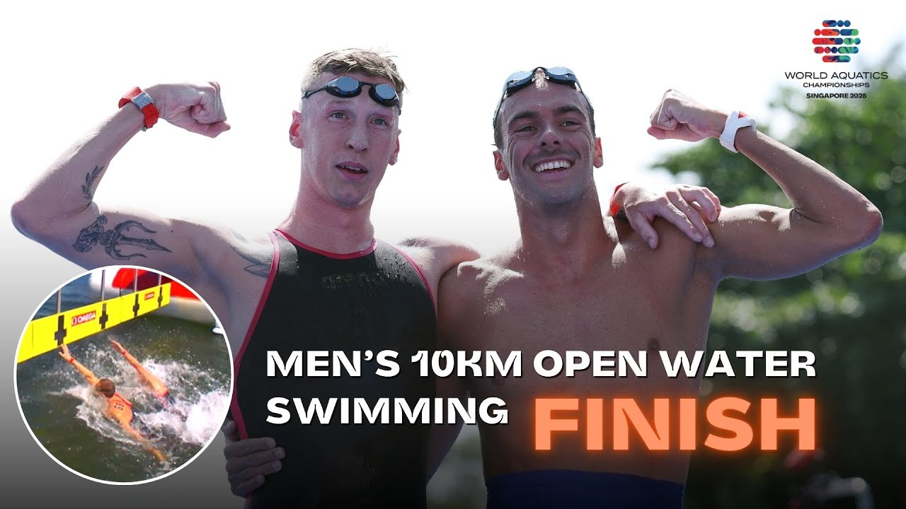 Финиш заплыва на открытой воде среди мужчин на 10 км | Чемпионат мира по водным видам спорта в Си...
