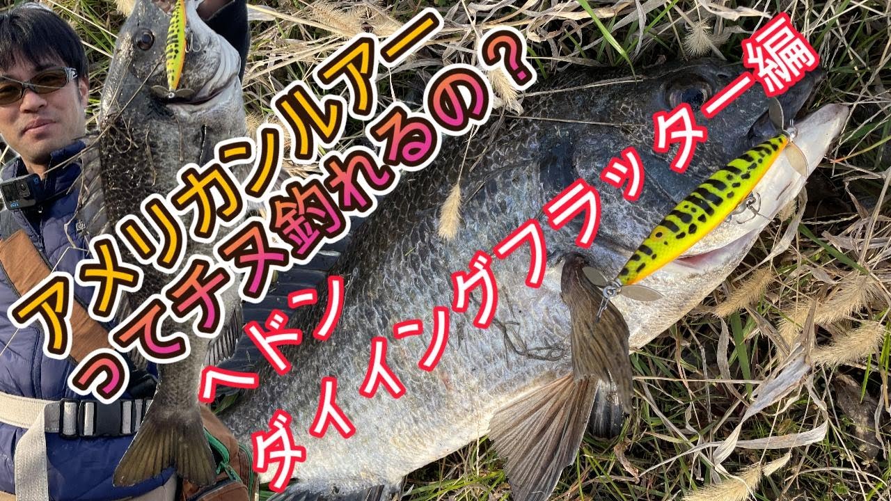 ①アメリカンルアーでチヌトップ【へドン　ダイイングフラッター】丸見えバイト連発！ダブルスイッシャーの有効性について検証してみた　広島県福山市エリアドブ川チニング