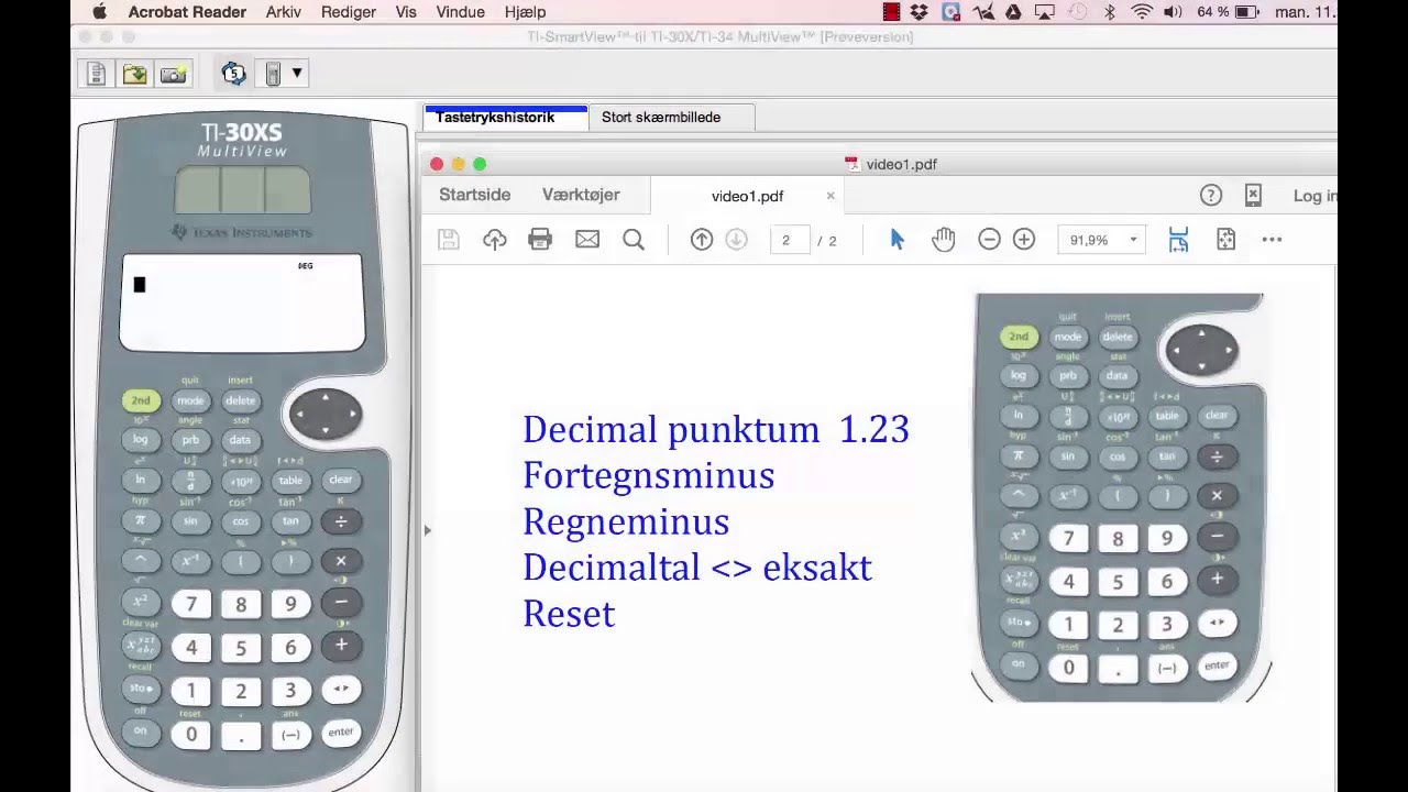 (1) TI-30 X lommeregner: simpel indtastning