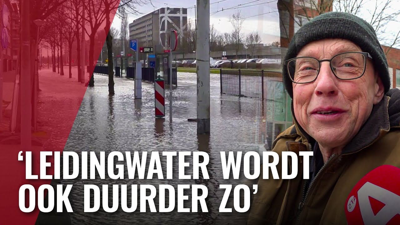 Duizenden liters water op straat bij Johan Huizingalaan