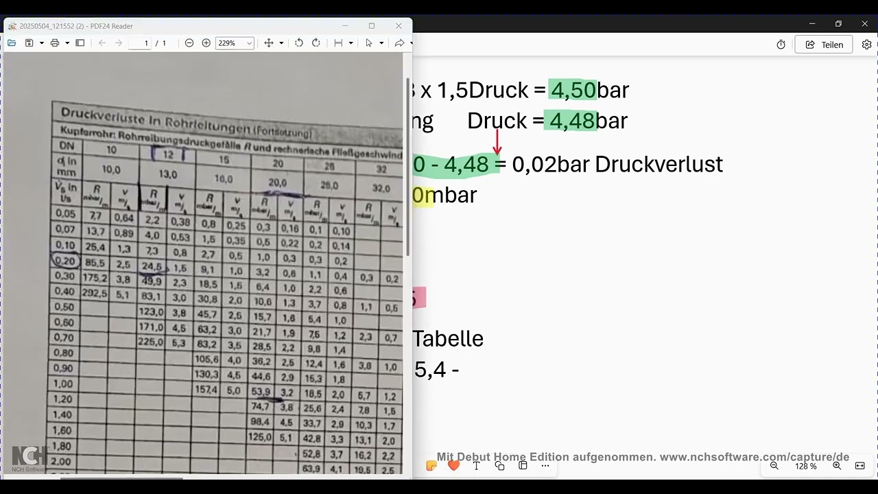 Beispiel 3   Volumenstrom aufgrund von Druckverlust