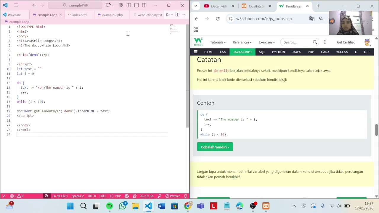 JavaScript Loops || E1E124001  || A. Mufidah Idris
