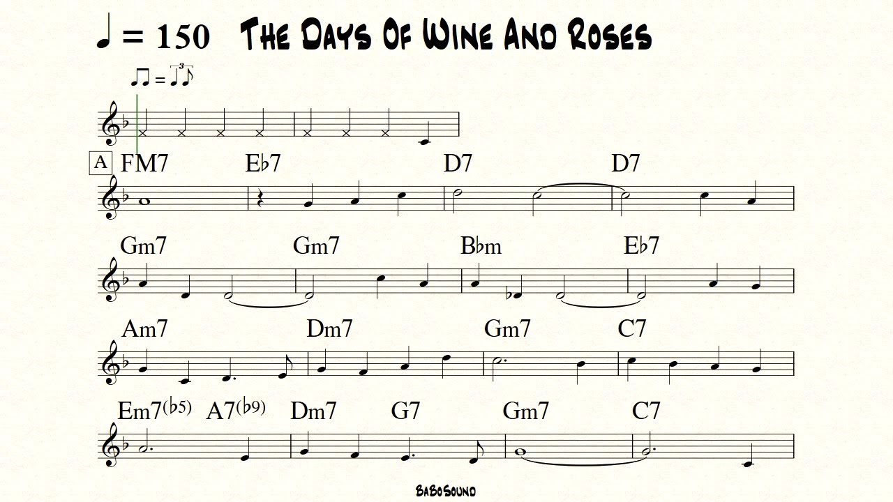 The Days Of Wine And Roses Melody With Metronome (BPM 150)