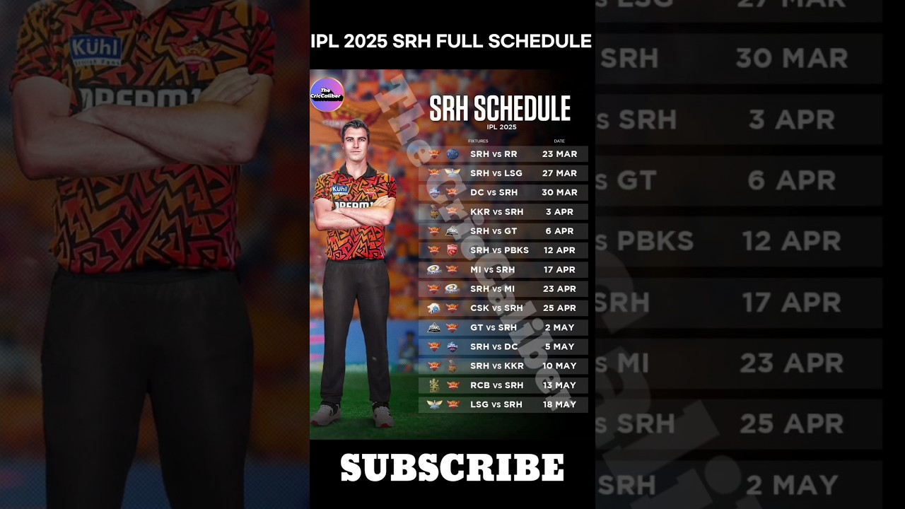 SRH FULL SCHEDULE IPL 2025 #shorts