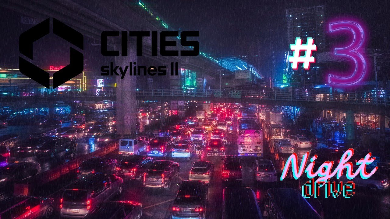 Night drive around my city in Cities: Skylines II - Struggling with traffic. - #3