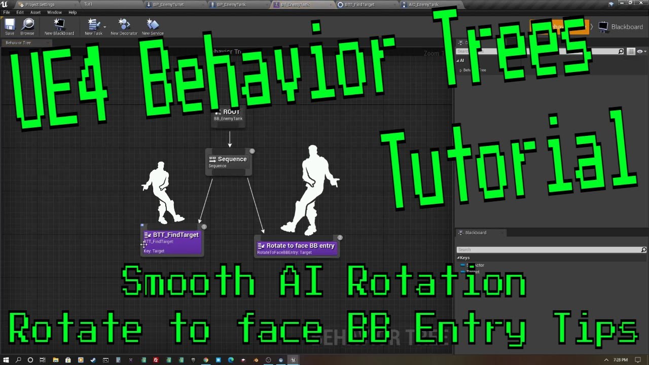 Unreal Engine Behavior Tree Tutorial - Smooth AI Character Rotation with Rotate to Face BB Entry
