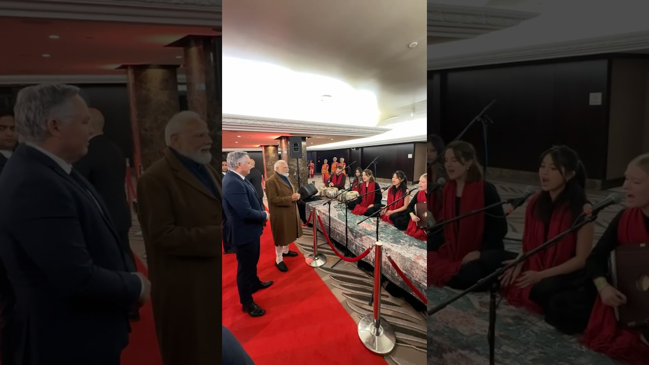 A wonderful performance by the Naad Vocal Ensemble during PM Modi&rsquo;s welcome in Auckland!