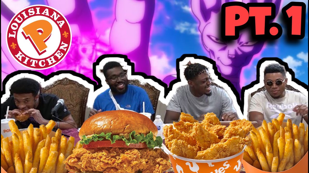 HOW STRONG IS BEERUS? MUI GOKU? JIREN? (Dragonball Super, DBZ) | ANIME MUKBANG (POPEYES) Pt. 1