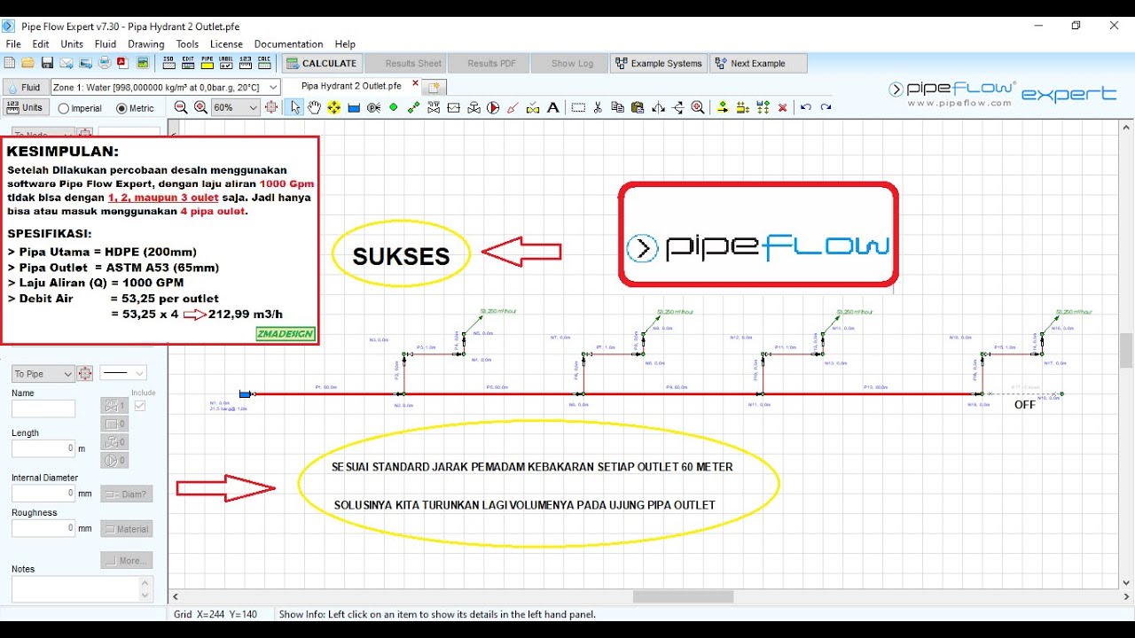 Pipa Hydrant 1000 Gpm tidak bisa 123 Outlet saja - Pipe Flow Expert