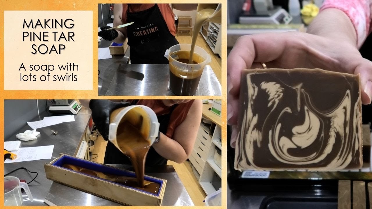 How I make Pine Tar Soap with lots of swirls!