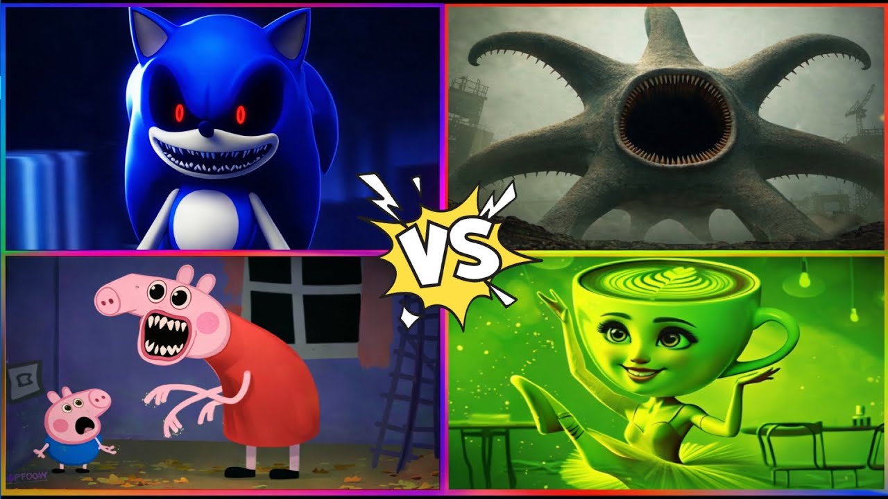 SONIC.EXE 🆚 HUNGRY STAR 🆚 PEPPA PIG.EXE 🆚 BALLERINA CUPUCHINO 😬 WHO WILL SURVIVE THIS CRAZY BATTLE❓