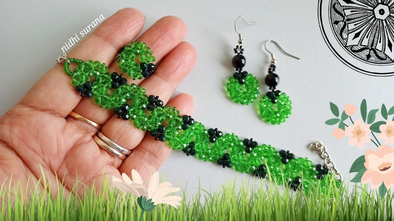 ⚜️Springtime Bracelet, Earrings & Ring/Pulsera, pendientes y anillo de primavera/Crystal Jewelry diy