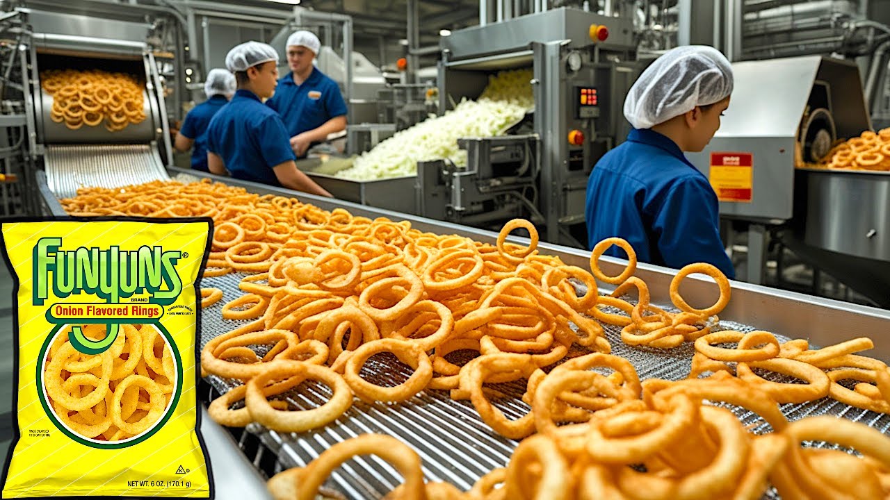 How ONION RINGS are Made in Factory - FUNYUNS Production Process