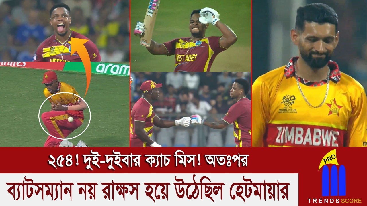 মাত্র ৯ রানে বেঁচে যাওয়া শিমরন হেটমায়ার কি খেলাটাই না দেখালো? ইতিহাস গড়ে ওয়েস্ট ইন্ডিজ করল ২৫৪