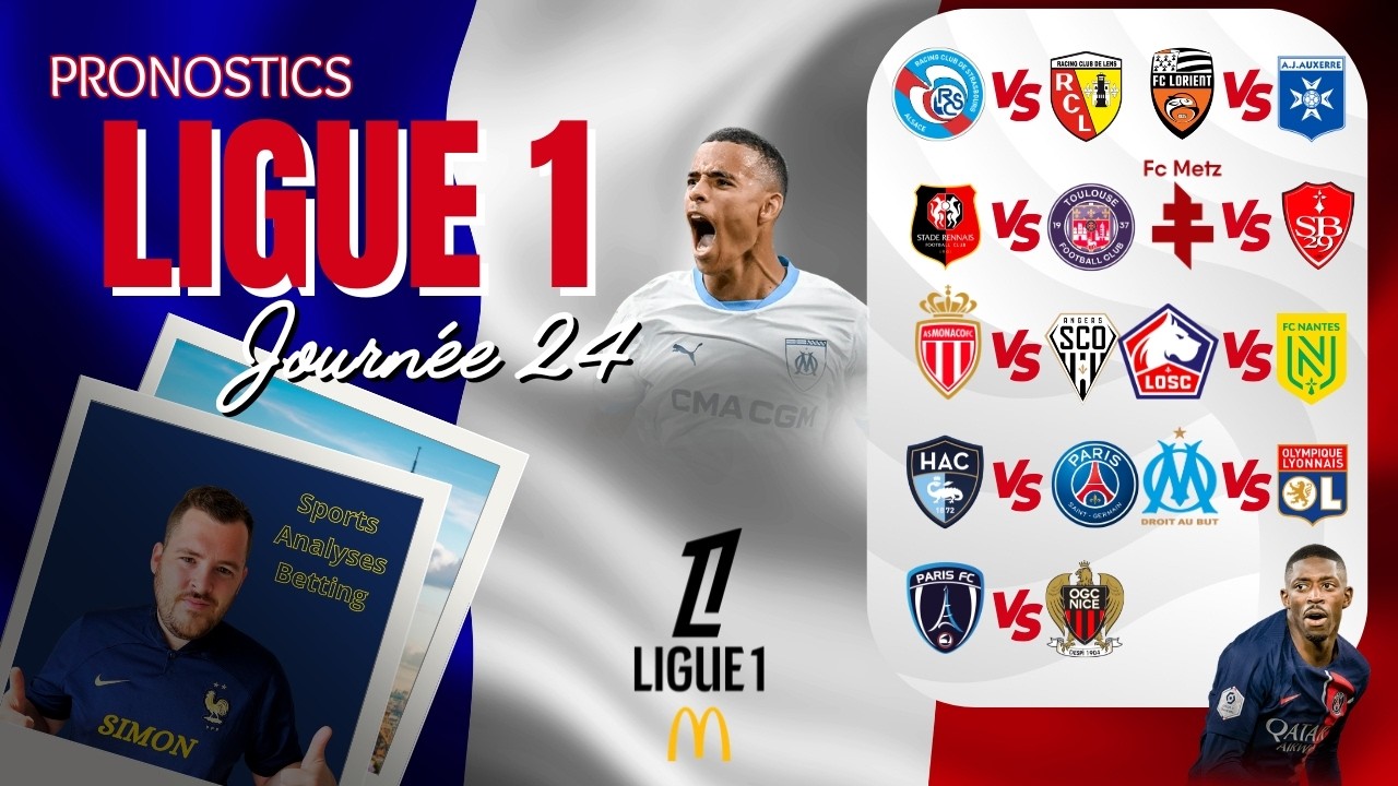 Pronostics Foot Ligue 1 Journ&eacute;e 24 - OM OL - Strasbourg Lens - Le Havre PSG - Rennes Toulouse