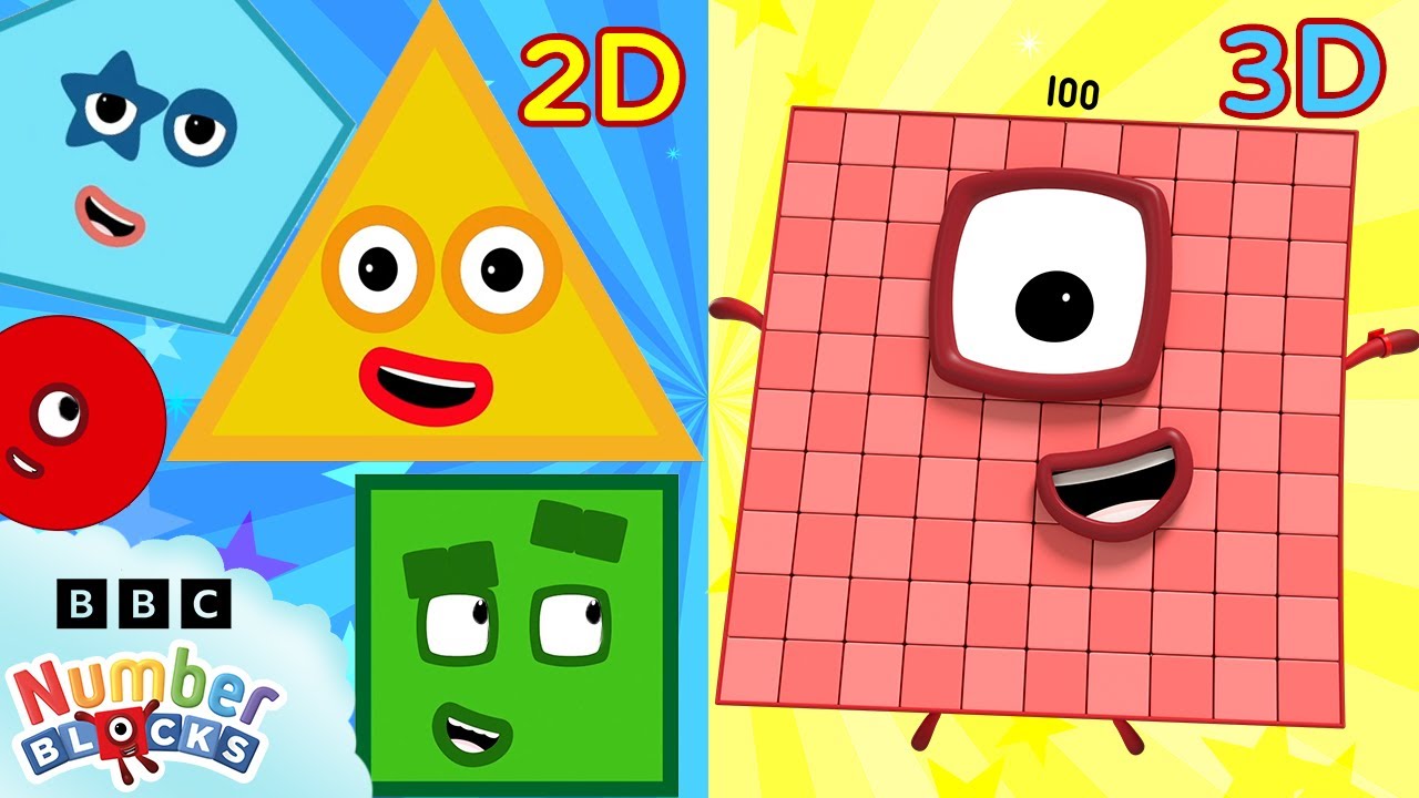 2D- und 3D-Nummernbl&ouml;cke im Vergleich! | Formen lernen & z&auml;hlen lernen | Numberblocks Deutsch