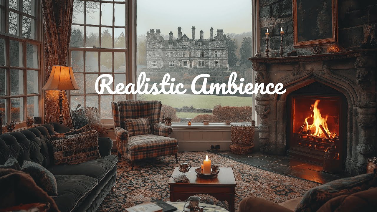 ☁️Live Cozy Scottish Castle Fireplace Ambience for Sleep, Study & Relaxation (No Ads) 🔥