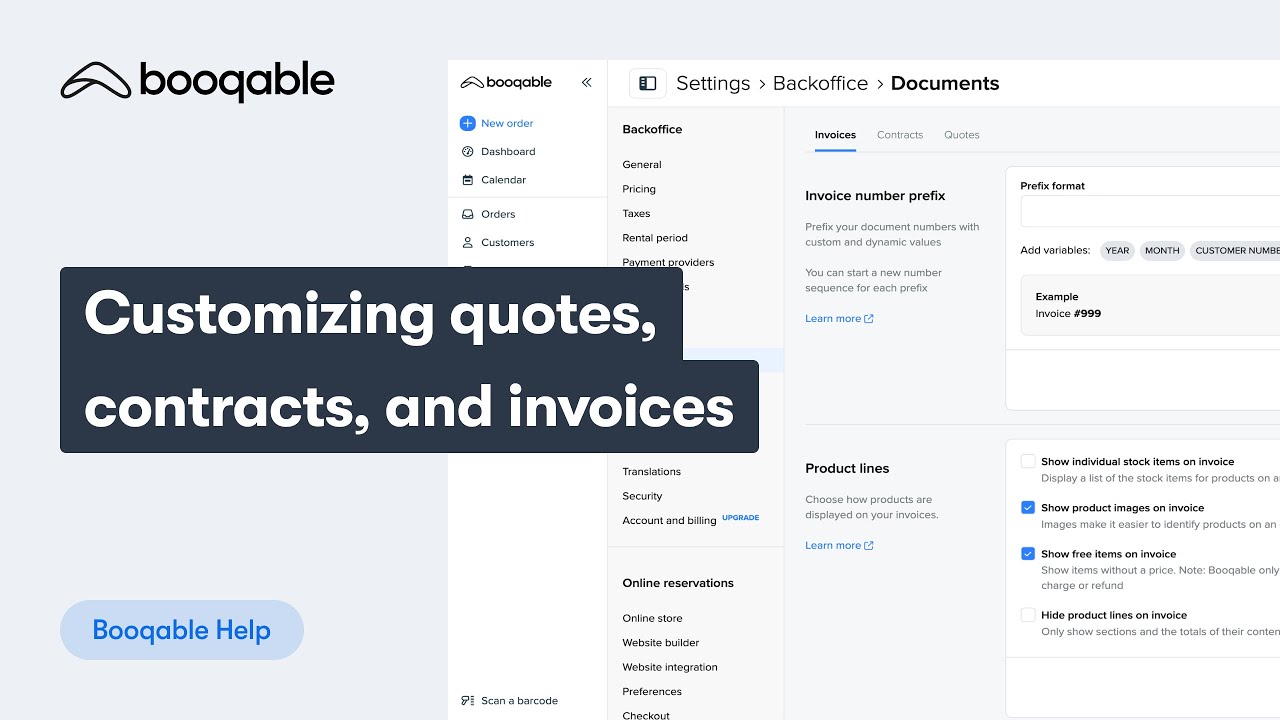 How to customize quotes, contracts, and invoices