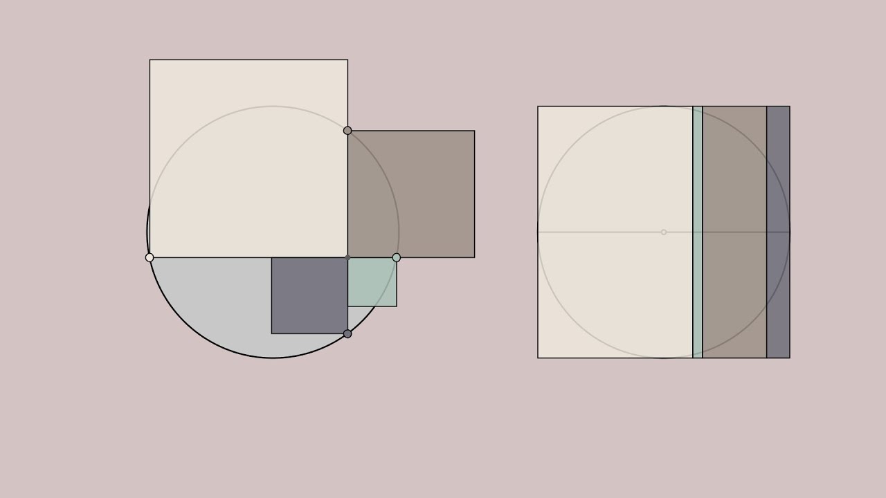 Four squares with constant area | Visual Proof | Squaring the segments |