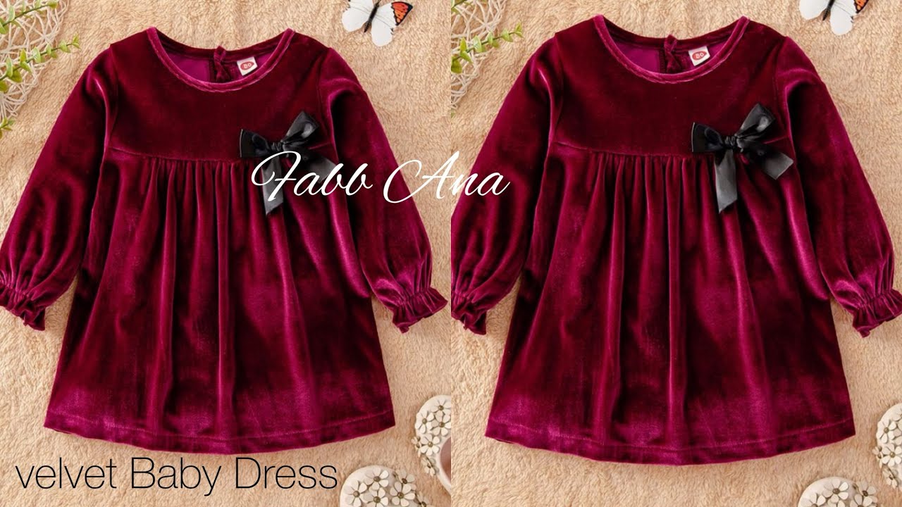 Velvet Baby Dress | Baby Girl Frock Cutting And Stitching | Velvet Baby frock