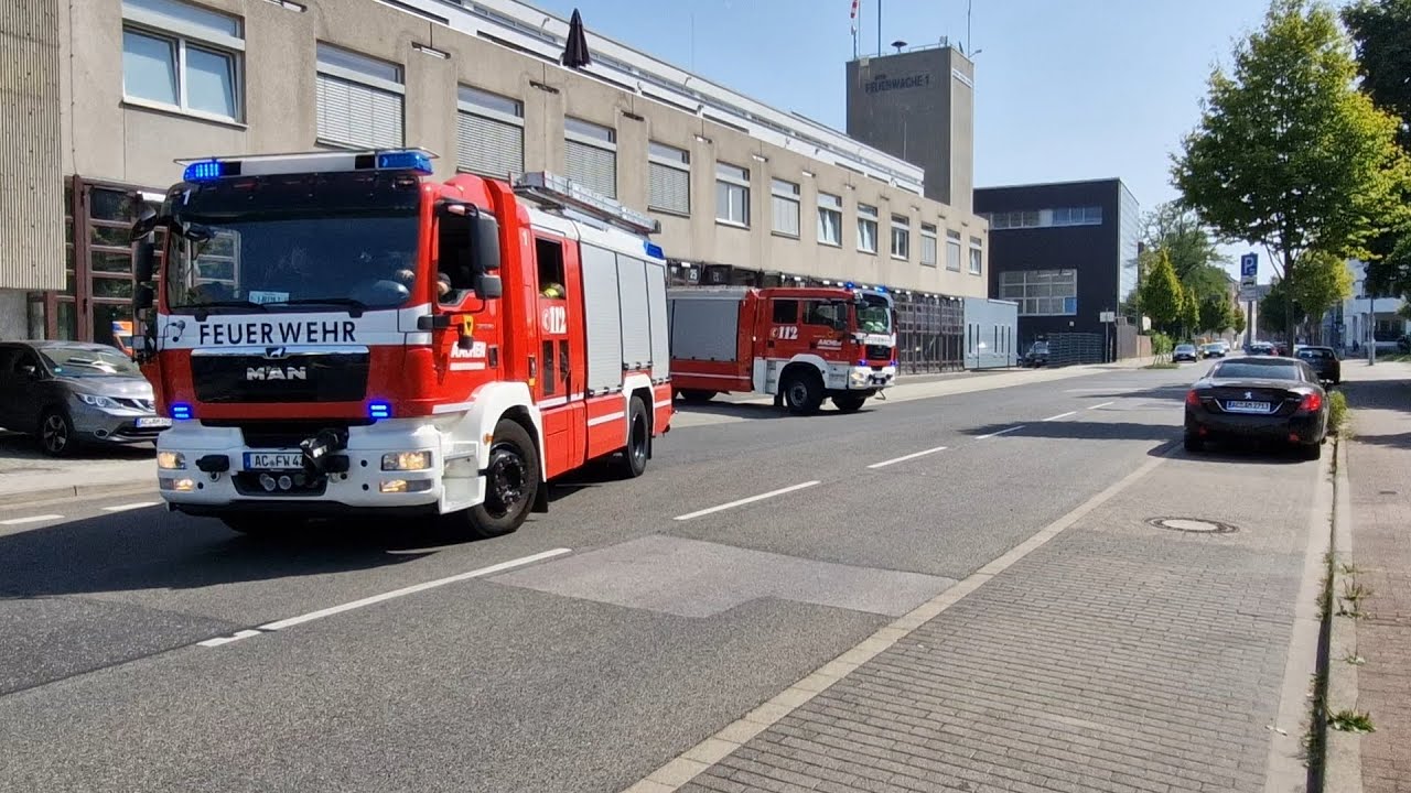 Berufsfeuerwehr Aachen FW1 Einsatz - HLF20-1 - PTLF4000 - GW-Gefahrgut