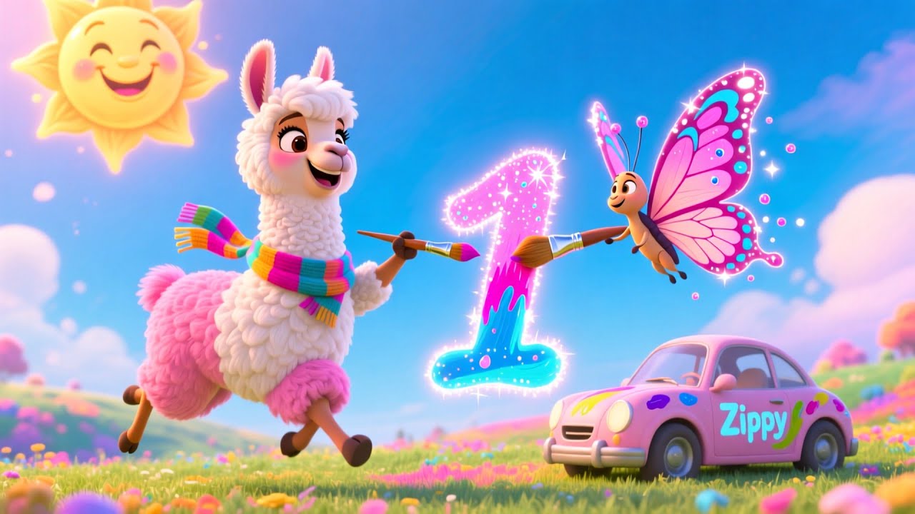 Llama Paints the Sky Pink 🎨🌸 | Fun Animal Song for Kids | Playful Nursery Rhyme