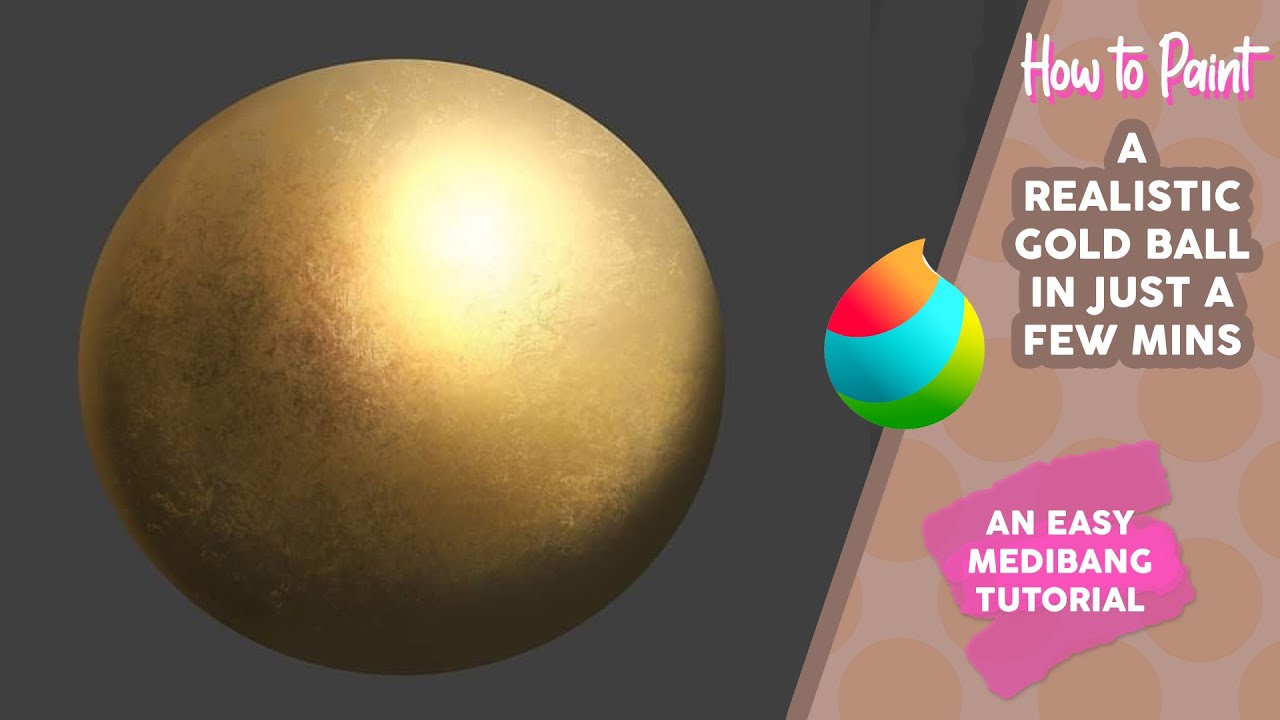 How to render a gold ball step by step - medibang paint pro with voiceover.