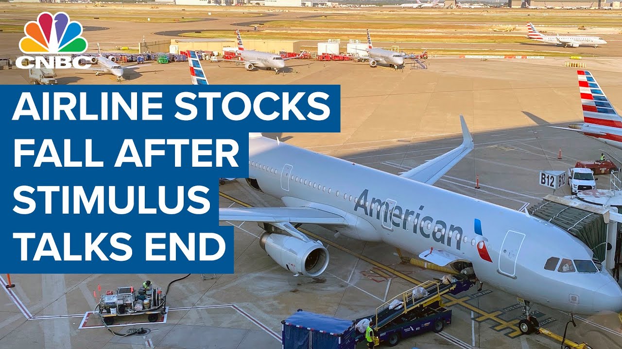 Airline stocks fall after news of a setback on stimulus talks