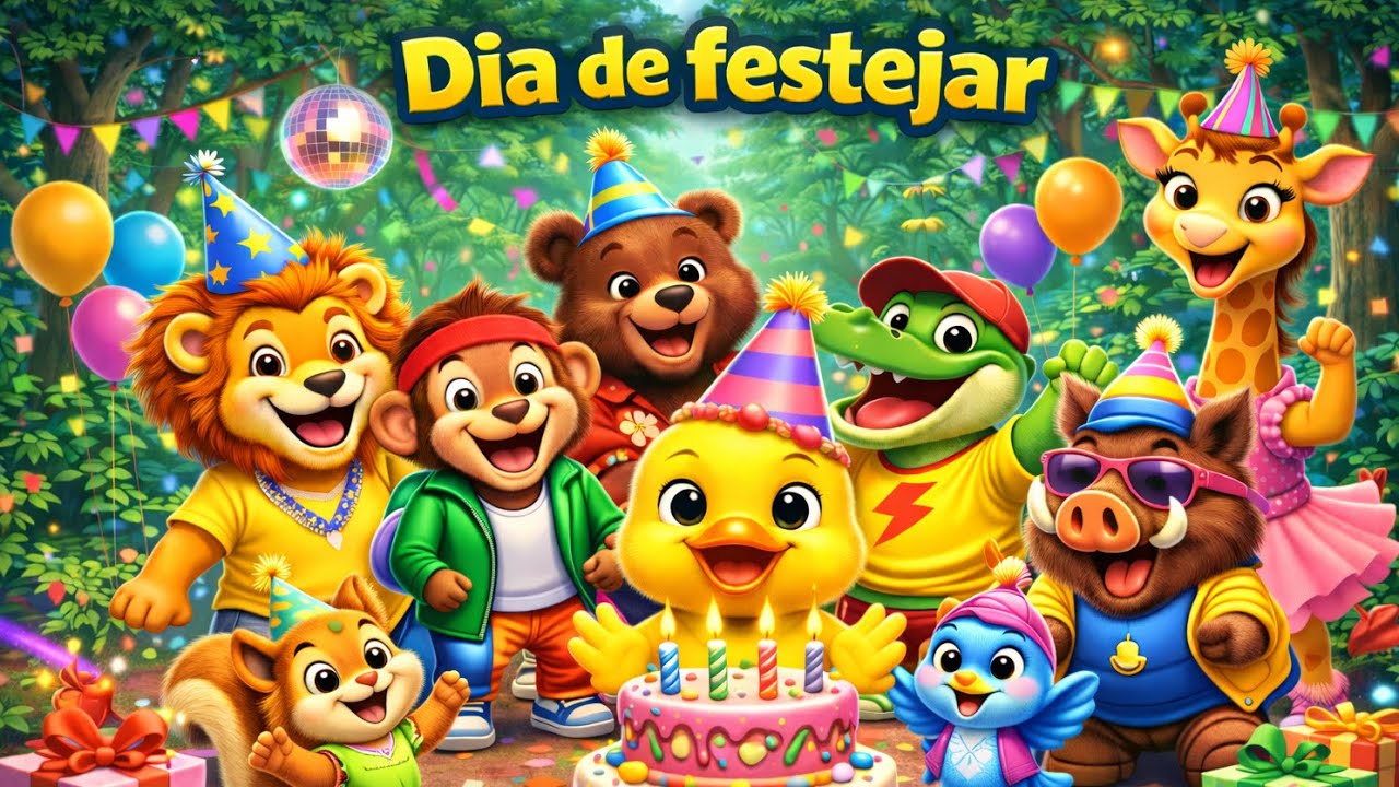 Dia de Festejar! 🎂 Música de Aniversário e Gratidão | Clipe Infantil 3D | Floresta Hits