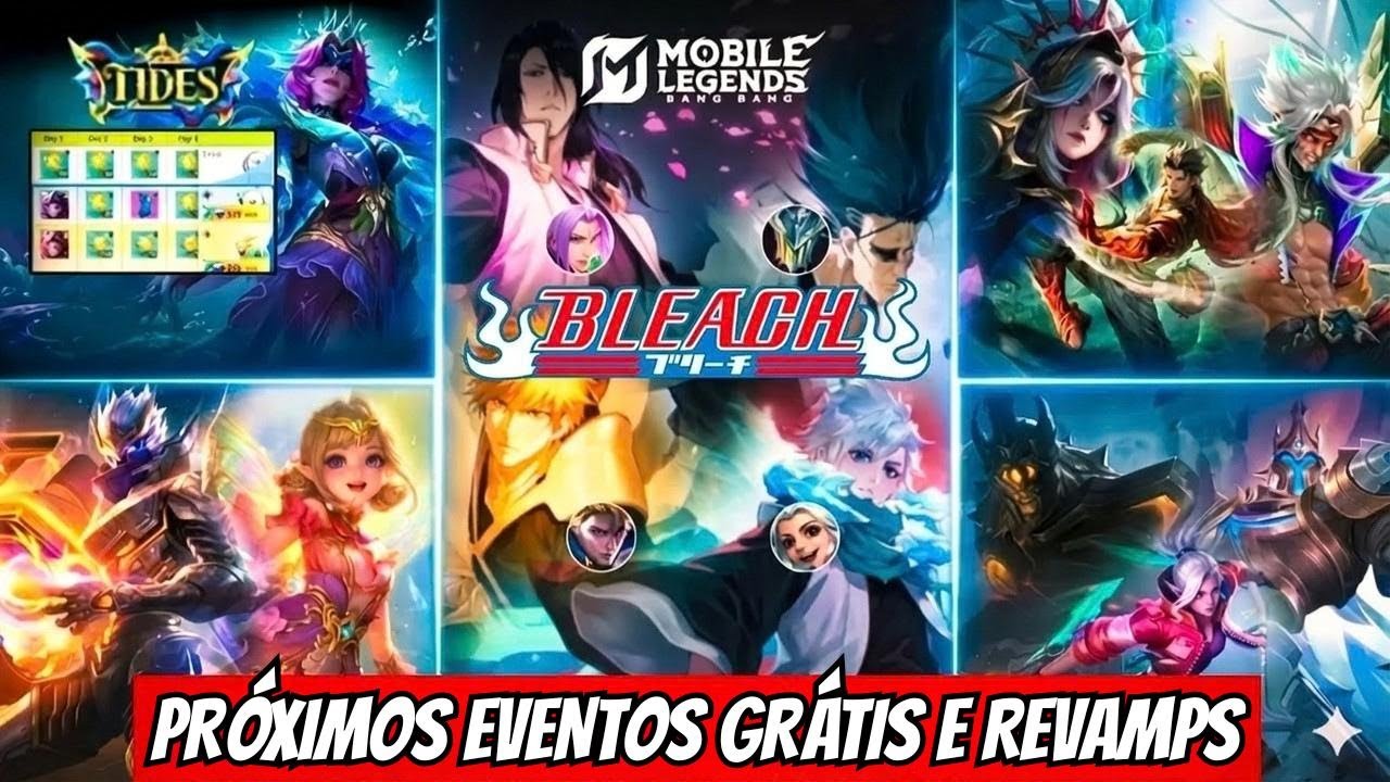 Novas skins bleach, revamps e próximas skins grátis no Mobile Legends!