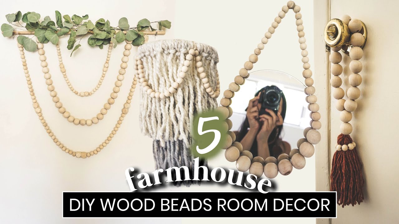 5 Easy DIY Farmhouse Wood Beads Room Decor // Pinterest Inspired // FiIY with Fiona