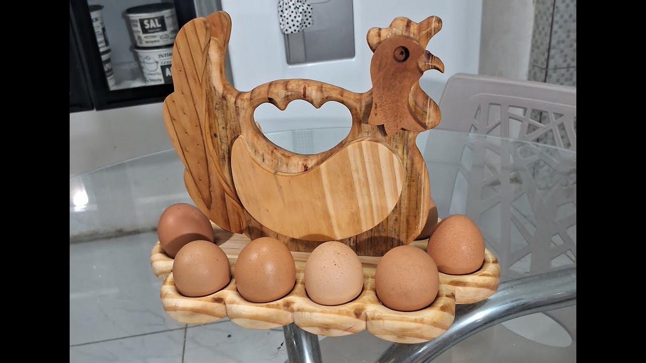 Galinha porta ovos, ótima ideia com restos de madeira!