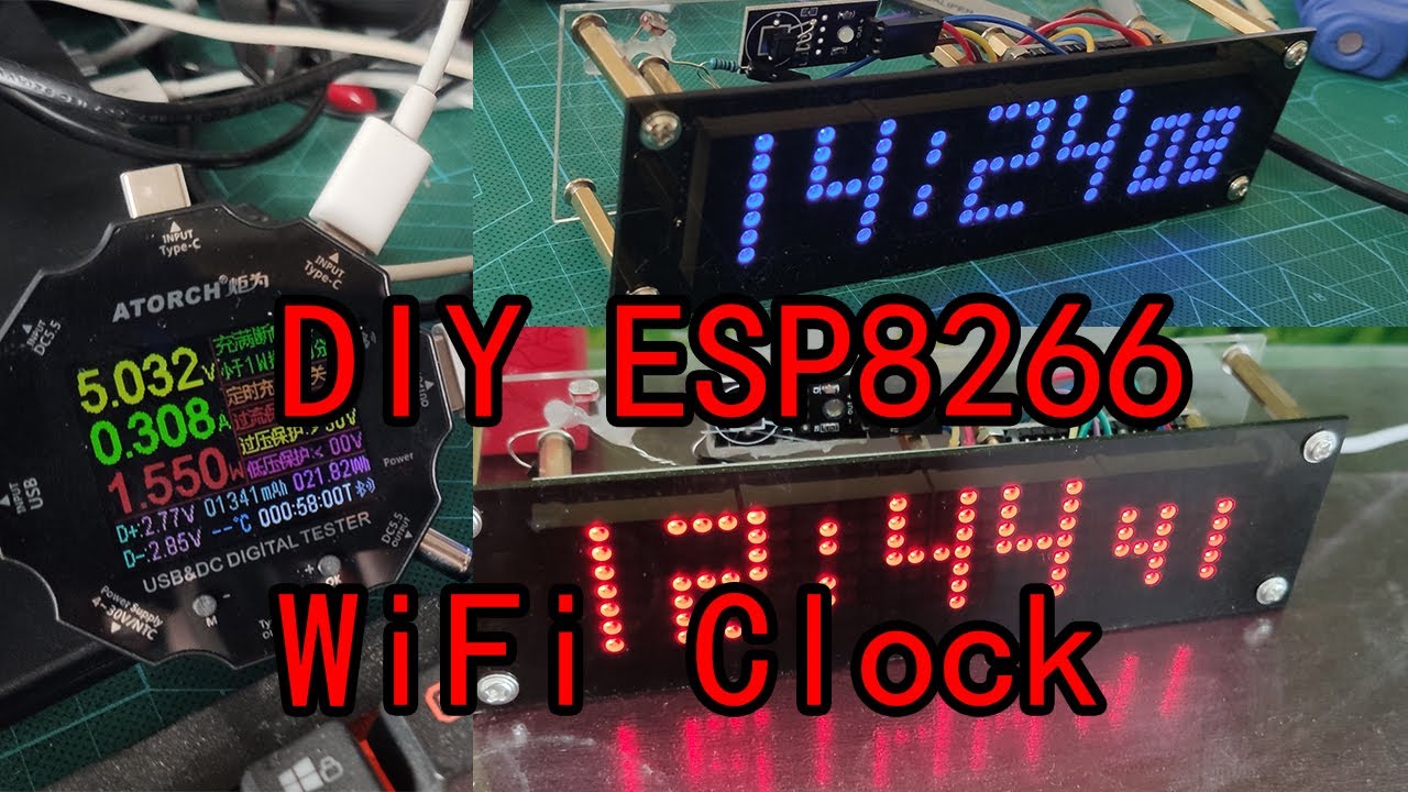DIY ESP8266 WiFi LED Matrix Clock, Arduino, MAX 7219 , NodeMCU v3, NTP Clock