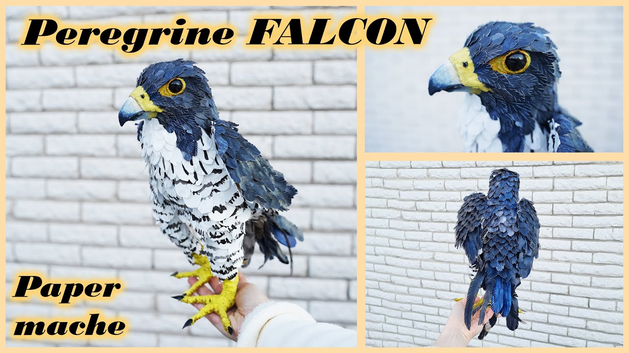 How to make paper mache PEREGRINE FALCON | DIY paper crafts
